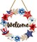 Patriotic Wooden Welcome Wreath, 4th of July Front Door Decor